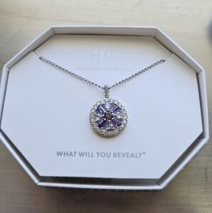 Bomb Party Necklace. .925 Sterling Silver. Gradient Of Amethyst Cubic Zirconia